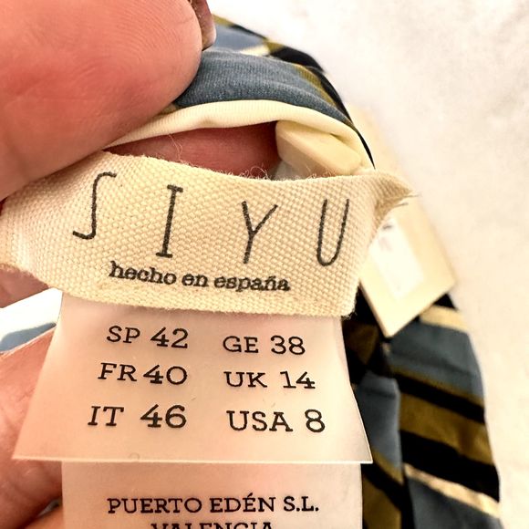 SIYU High Waist Women's Swim Set SZ 8 Clave Stale Blue Geometric Halter Top - Picture 7 of 15